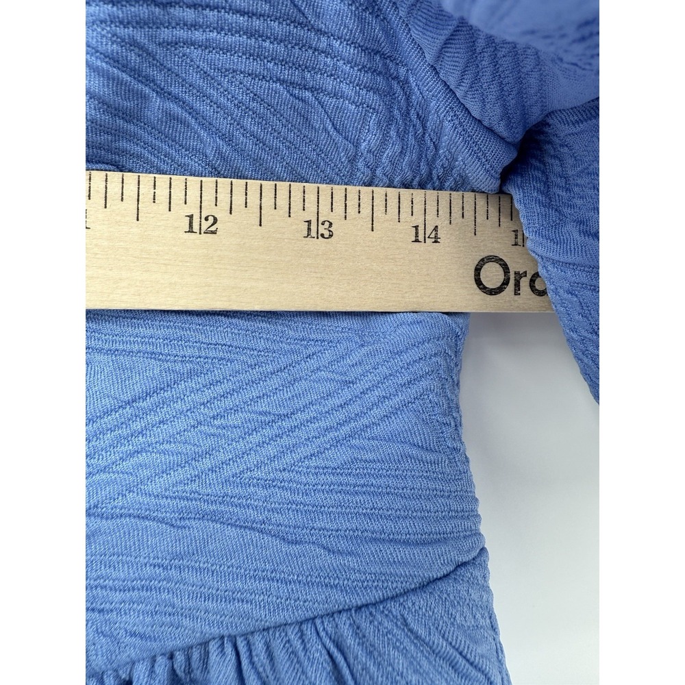 Free People Dress Womens XS Blue Boho Ruffle Cottage Lightweight Puff Sleeve - Picture 9 of 12
